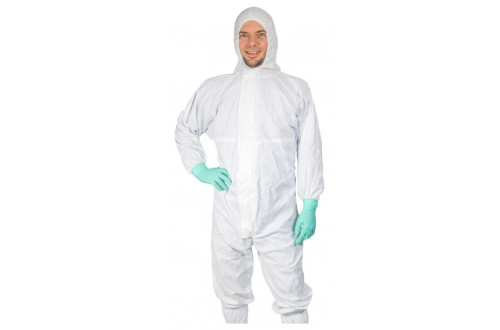  - COVERALL SIMSAFE SC06, ISO4, WHITE, HOOD, SIZE 2XL
