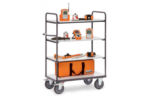  - ESD SHELVED TROLLEY, 4 SHELVES, WITH HANDLE, 850x500mm, 500kg