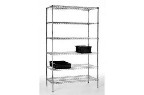  - ESD STEEL WIRE SHELVING RACK, 6 FLAT WIRE SHELVES, 609 x 1215 x 2000H MM
